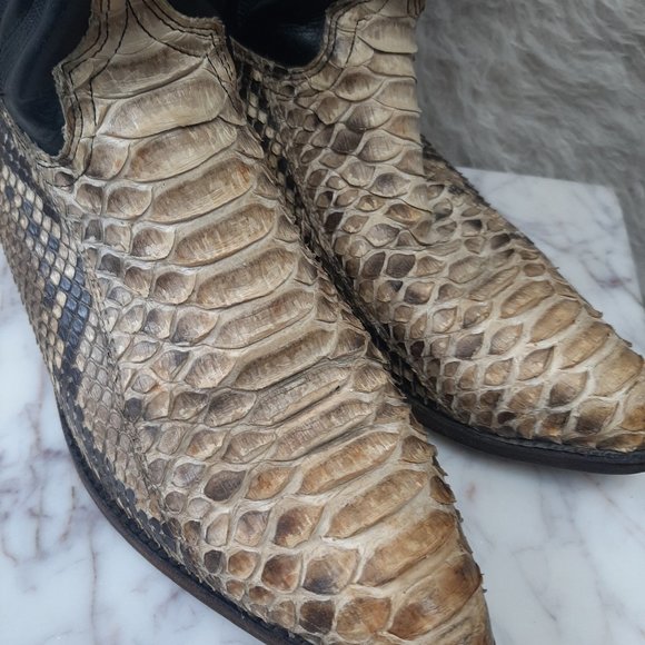 Vintage Ladies Exotic Snakeskin Leather Upper Western Cowgirl Boots Size US 9M - Picture 9 of 9
